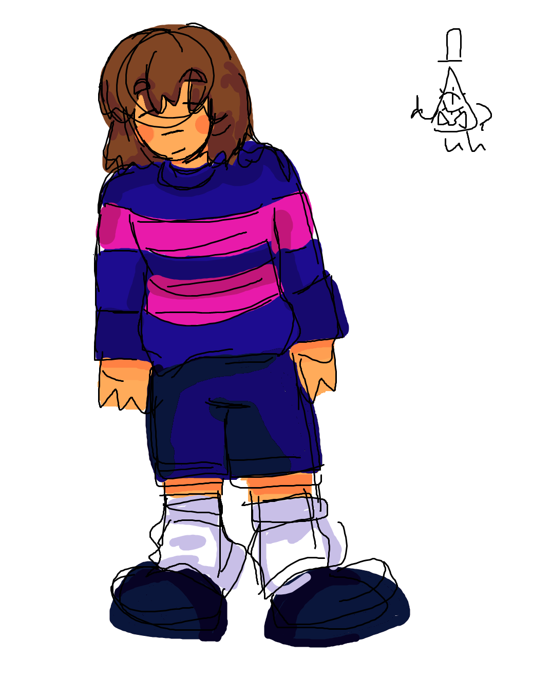 Frisk from Undertale and a tiny bill cipher in the corner.